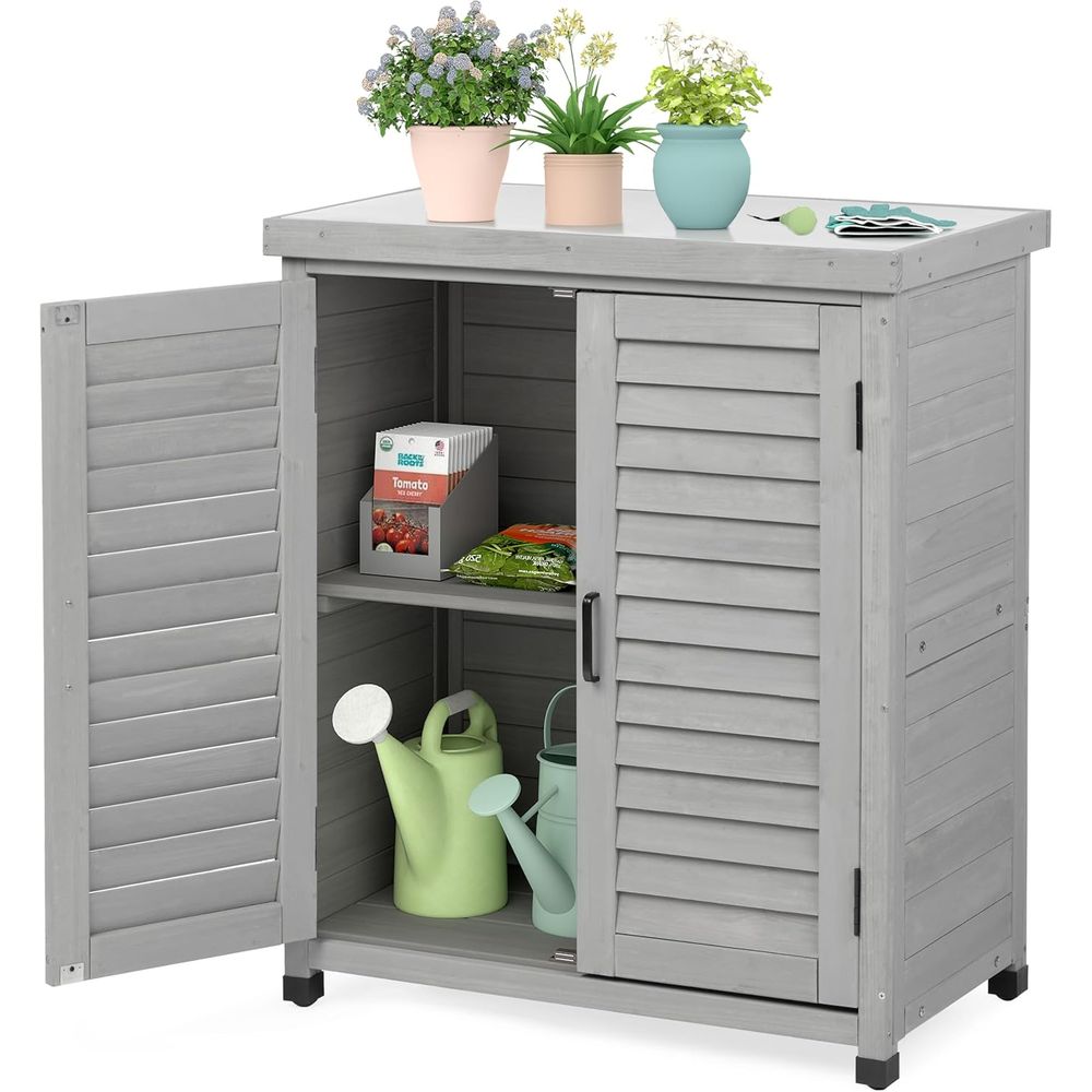 Outdoor Furniture With Storage - 야외용 수납장 & 화분대 테이블, 금속