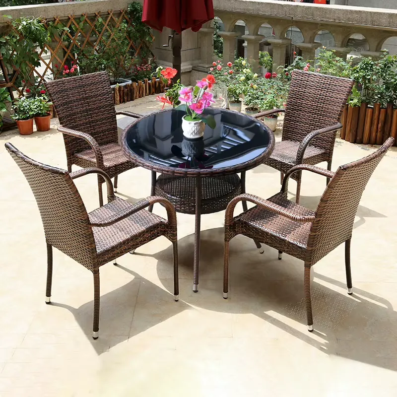 Outdoor Furniture Prices - 소형 금속 라탄 커피 테이블 4인용