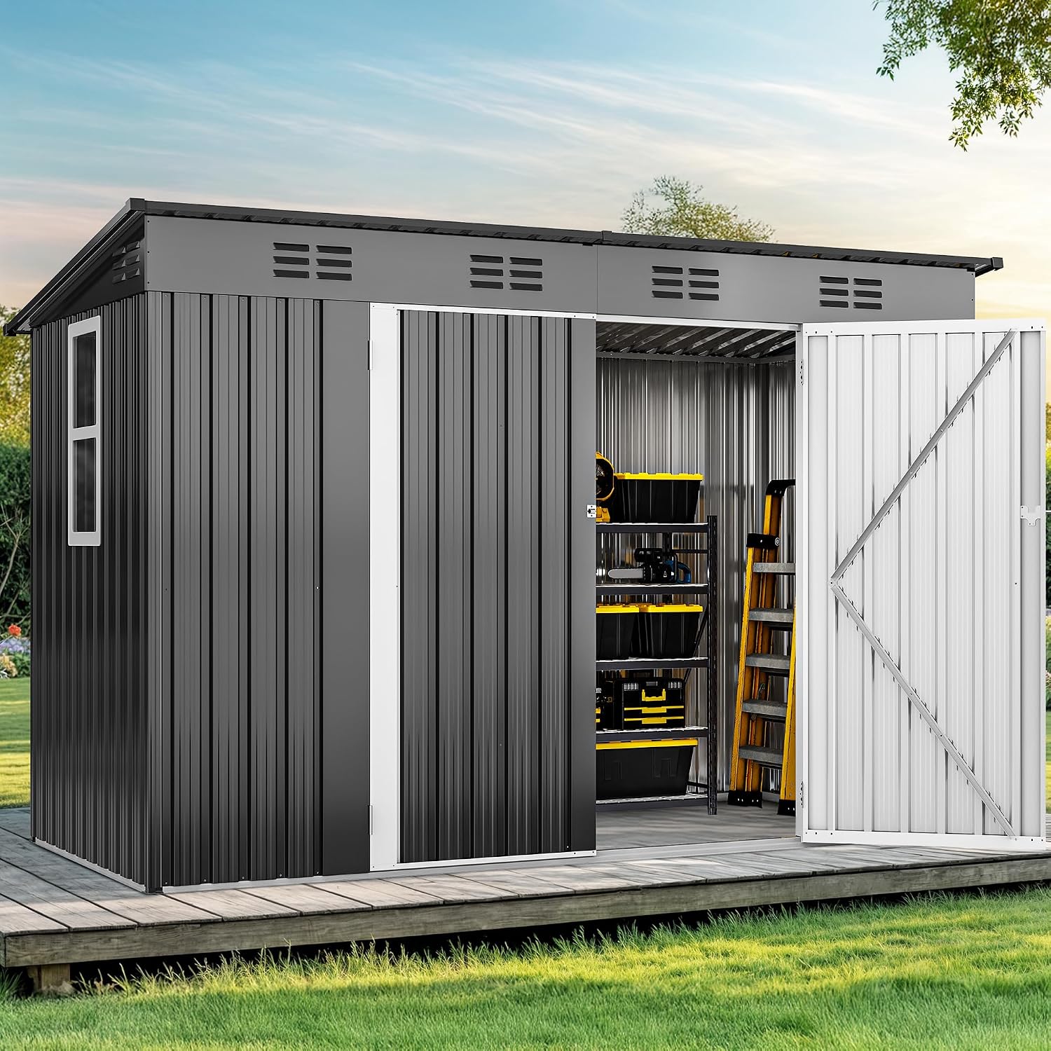 Outdoor Furniture With Storage - 9피트 x 4피트 야외용 창고 (창문