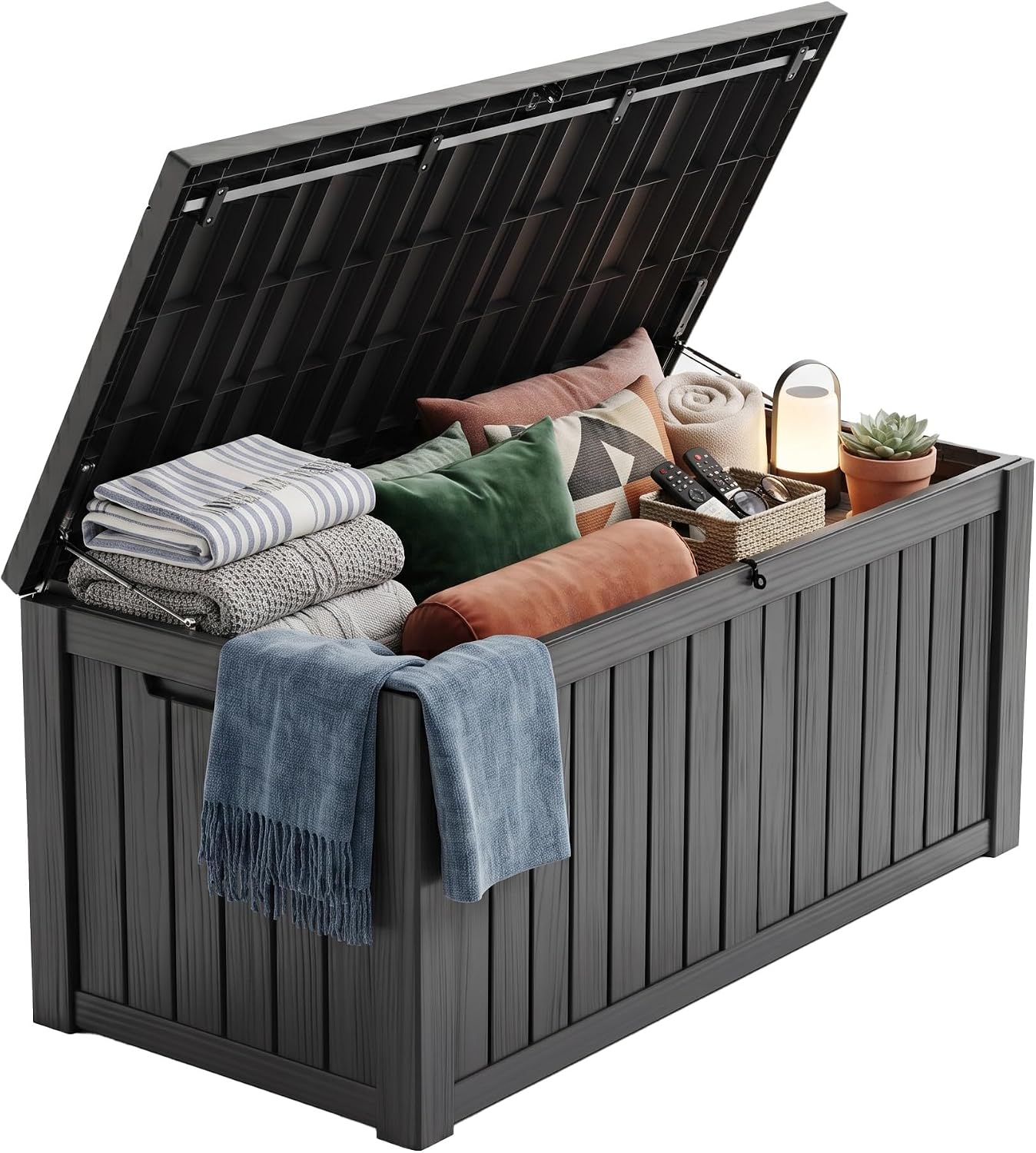 Outdoor Furniture With Storage - 200갤런 잠금식 레진 데크 박스, 방수