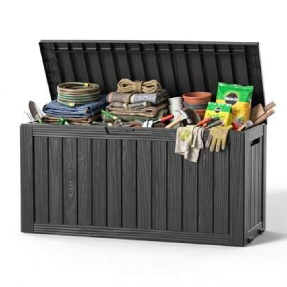Outdoor Furniture With Storage - 90갤런 야외 데크 박스 방수 잠금
