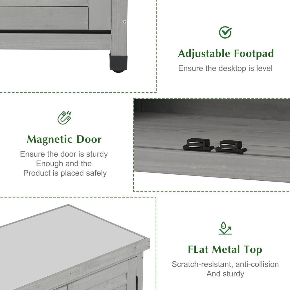 야외용 수납장 & 화분대 테이블, 금속 상판, 목재 파 - Outdoor Furniture With Storage 리뷰 및 가격