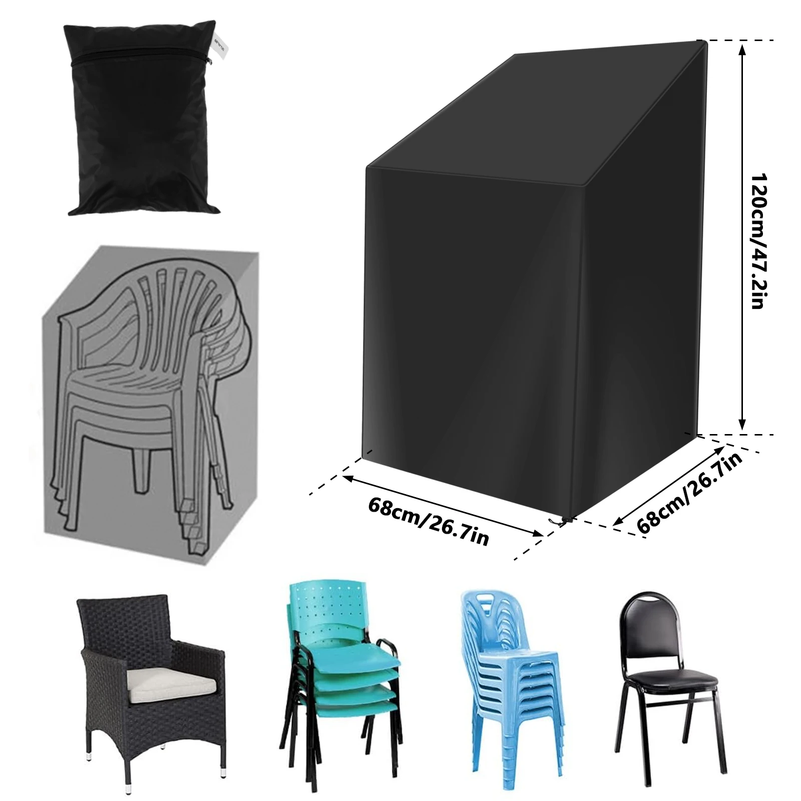 보관 가방이 있는 쌓인 의자 먼지 커버, 방수 의자 커 - Outdoor Furniture Upholstery Near Me 리뷰 및 가격