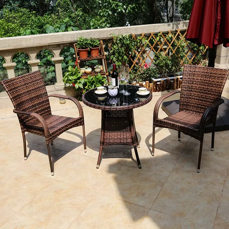 소형 금속 라탄 커피 테이블 4인용 의자 파티오 가구  - Outdoor Furniture Prices 리뷰 및 가격
