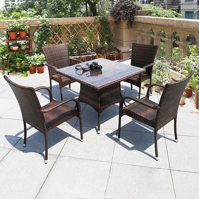 소형 금속 라탄 커피 테이블 4인용 의자 파티오 가구  - Outdoor Furniture Prices 리뷰 및 가격