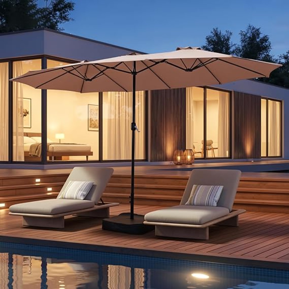 15피트 파티오 우산(받침대 포함), 야외용 양면 사각 - Outdoor Furniture With Umbrella 리뷰 및 가격