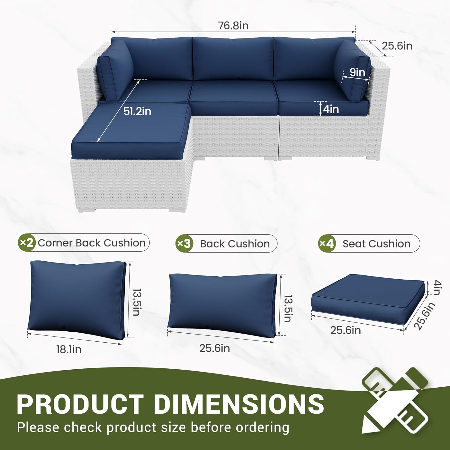 야외 파티오 섹셔널 가구 교체용 쿠션, 방수 및 변색  - Outdoor Furniture Replacement Fabric 리뷰 및 가격