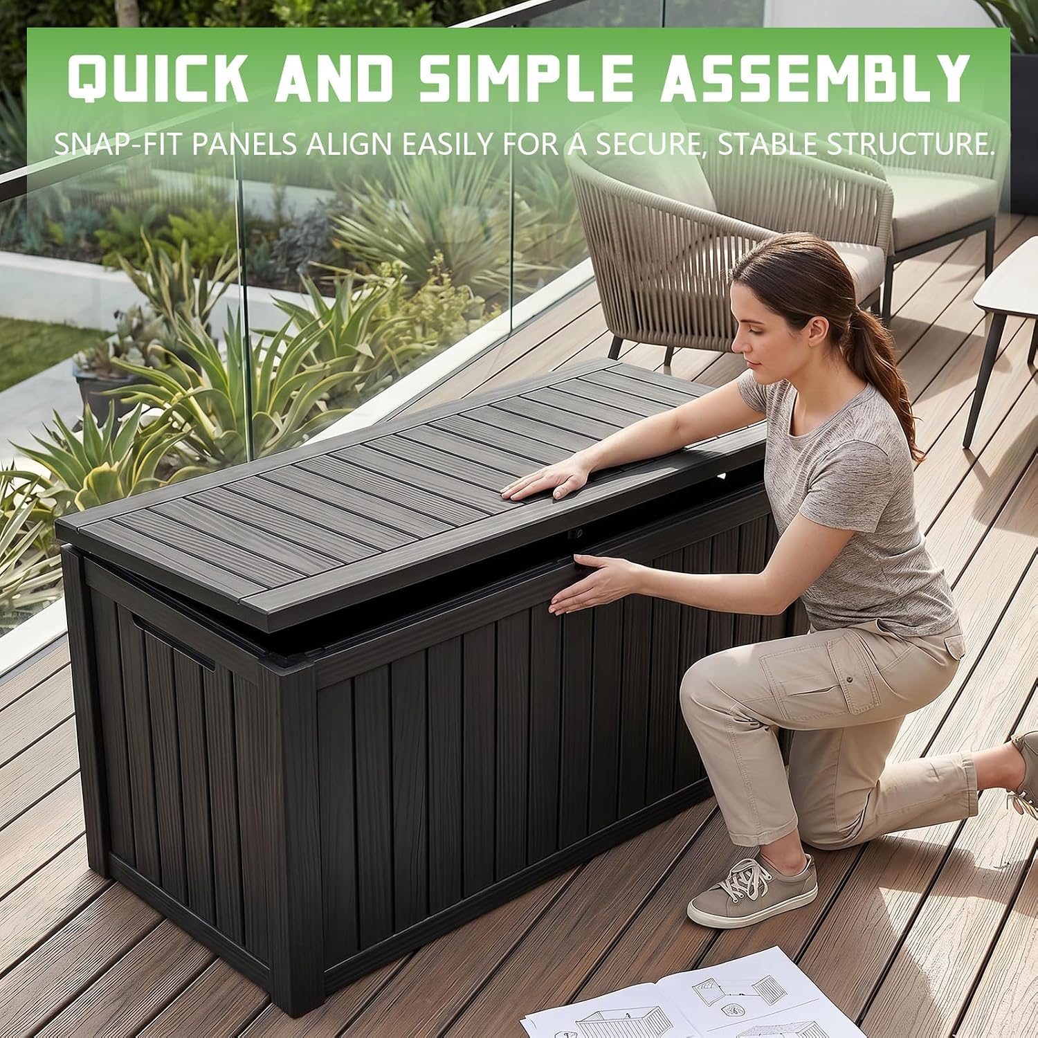 200갤런 잠금식 레진 데크 박스, 방수 및 자외선 차 - Outdoor Furniture With Storage 리뷰 및 가격