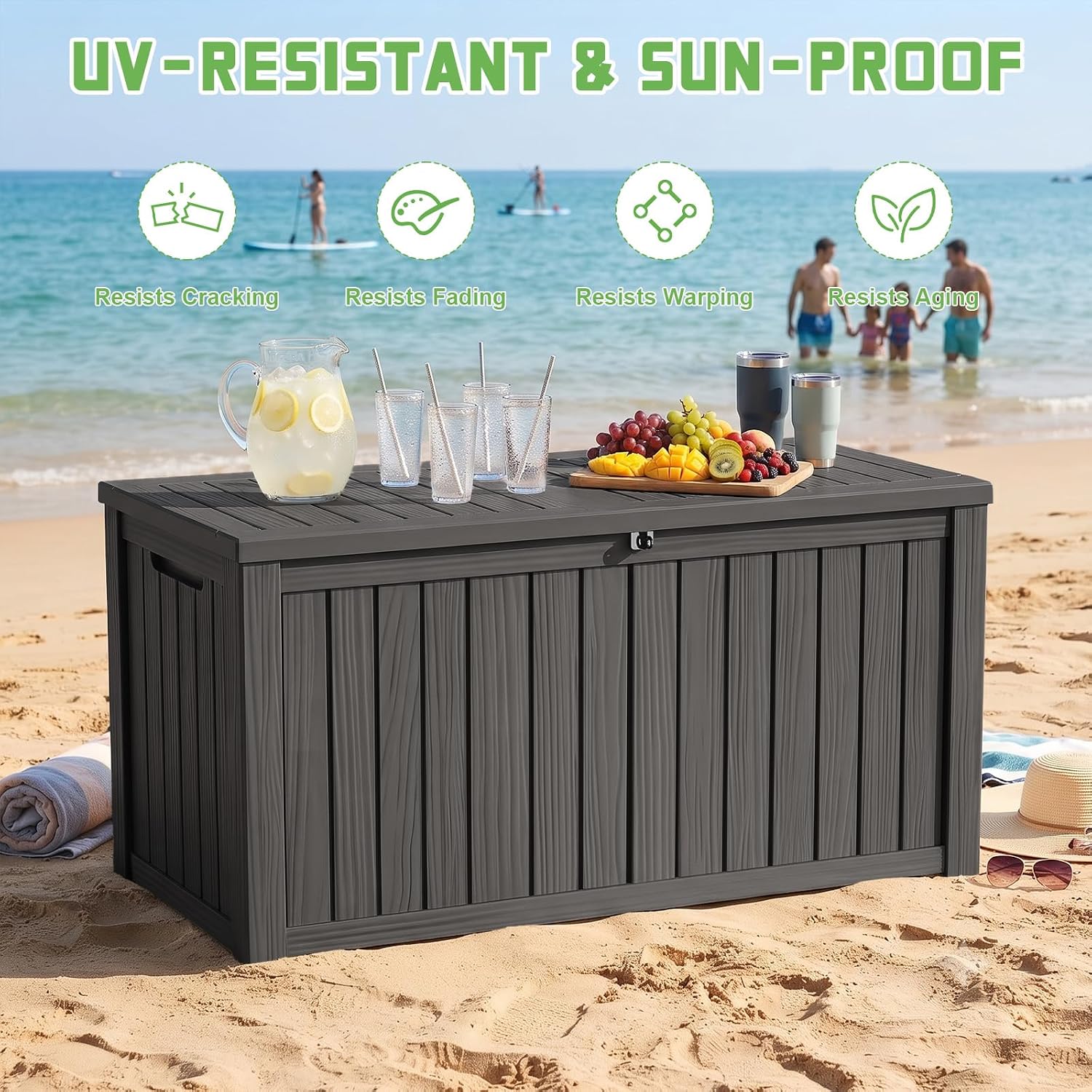 200갤런 잠금식 레진 데크 박스, 방수 및 자외선 차 - Outdoor Furniture With Storage 리뷰 및 가격