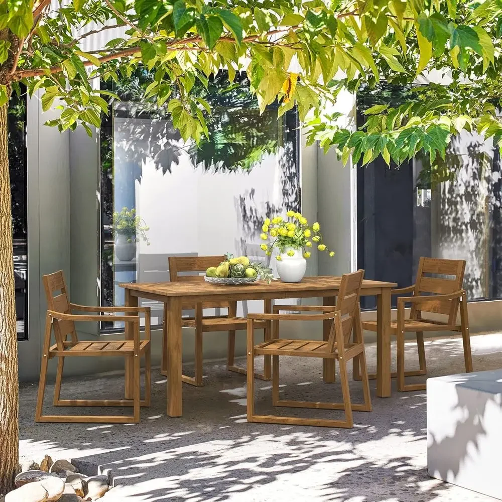 5피스 야외 식탁 세트, 데크, 수영장 옆, 뒷마당용  - Outdoor Furniture Oil Teak 리뷰 및 가격