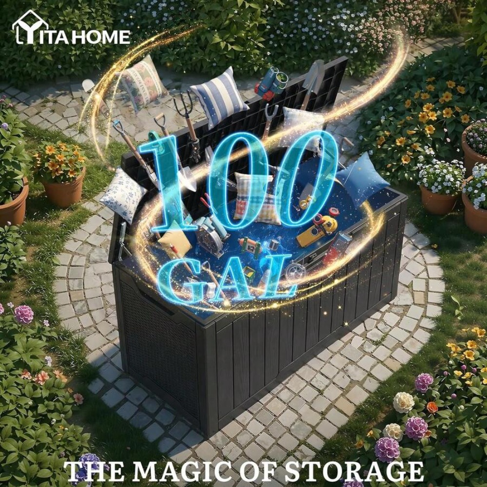 100갤런 대형 야외 데크 박스 방수 레진 보관함, 잠 - Outdoor Furniture With Storage 리뷰 및 가격