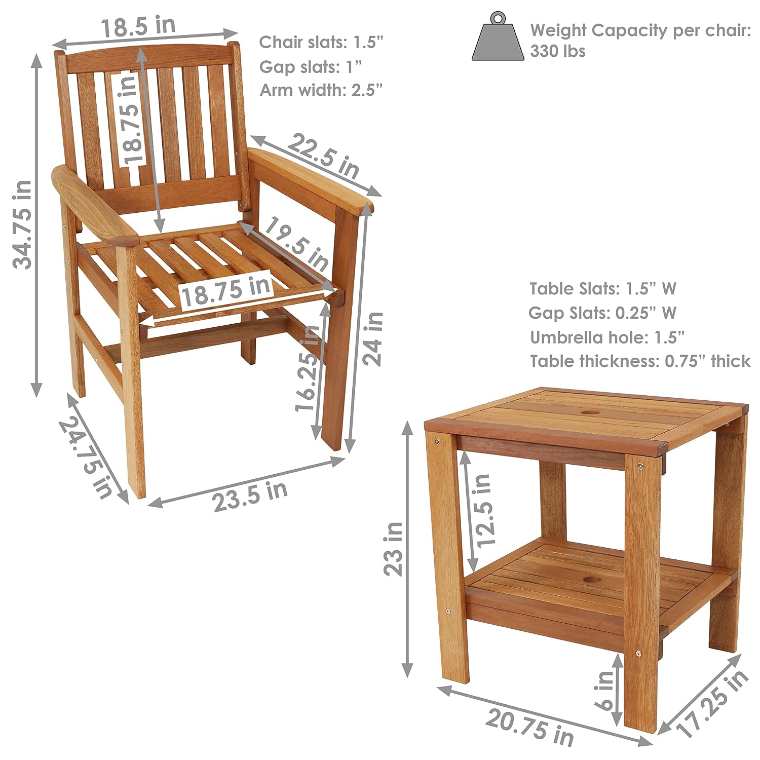 3피스 원목 파티오 세트 (의자 2개 & 테이블), 티 - Outdoor Furniture Oil Teak 리뷰 및 가격
