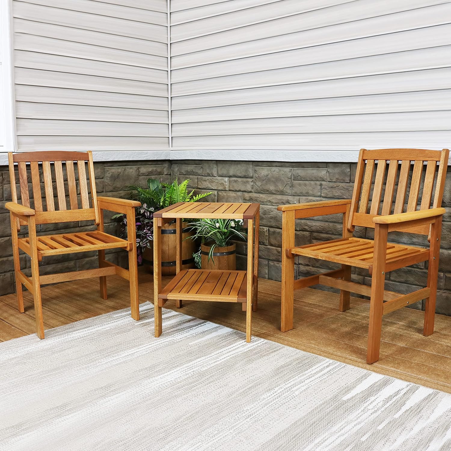 3피스 원목 파티오 세트 (의자 2개 & 테이블), 티 - Outdoor Furniture Oil Teak 리뷰 및 가격