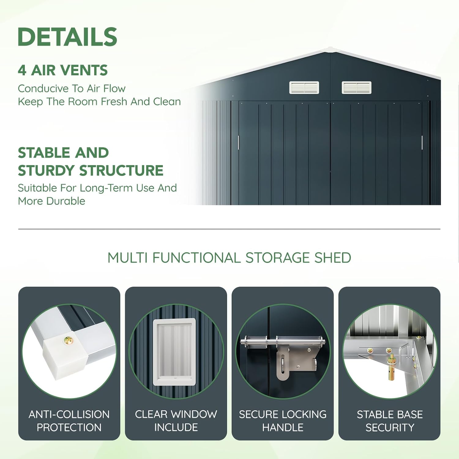 10x12x7.5피트 야외용 철제 창고, 잠금 가능한  - Outdoor Furniture With Storage 리뷰 및 가격