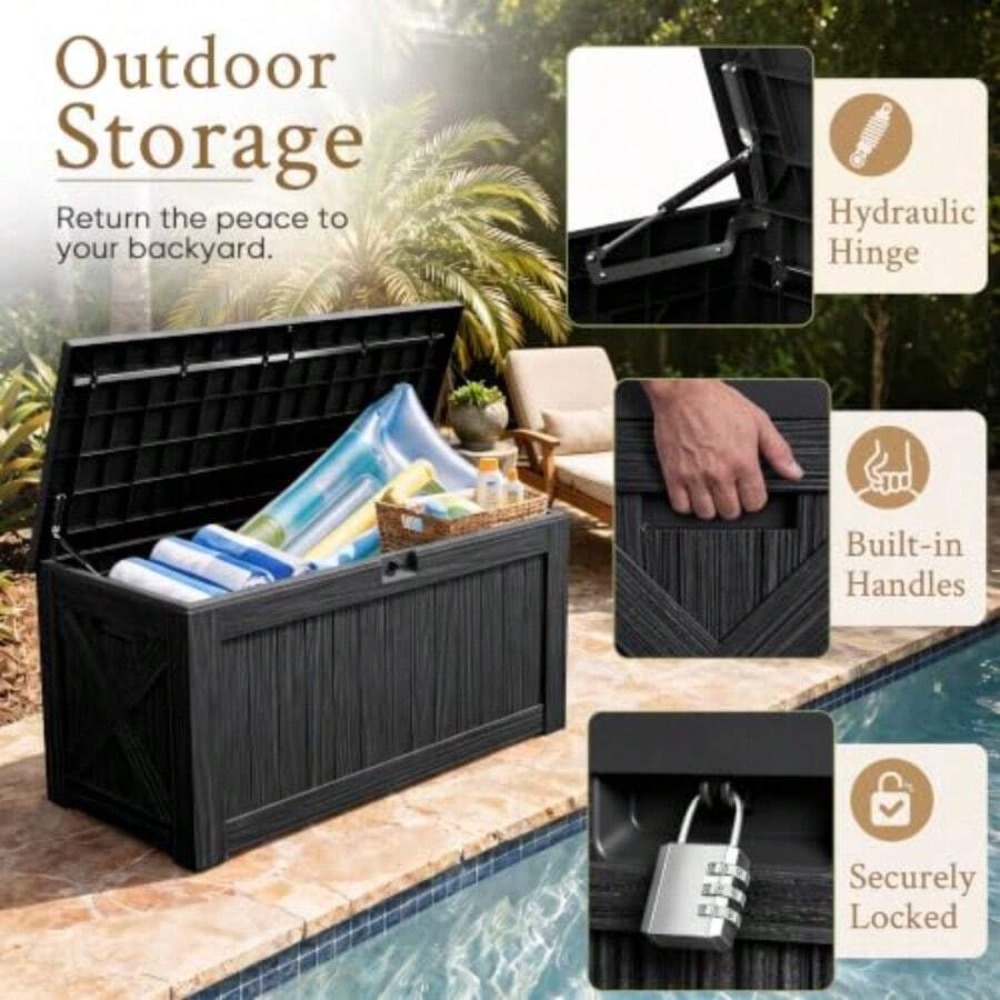 120갤런 데크 박스 야외용 수납함 레진 방수 잠금장치 - Outdoor Furniture With Storage 리뷰 및 가격