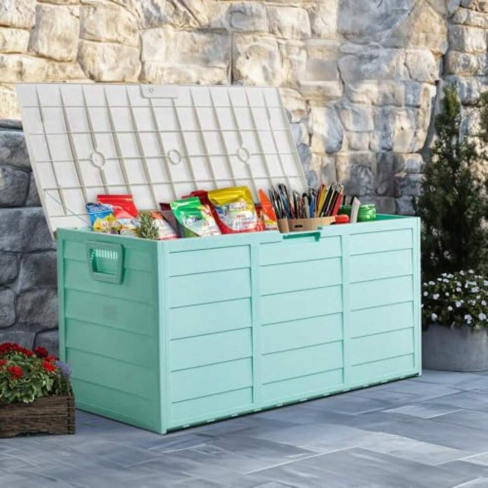 75갤런 대형 레진 데크 박스 야외 보관함 잠금 가능  - Outdoor Furniture With Storage 리뷰 및 가격
