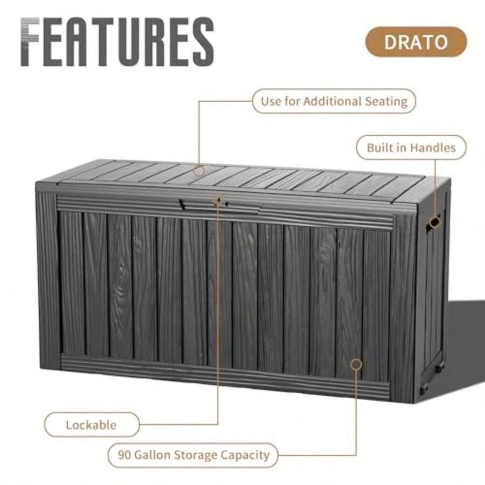 90갤런 야외 데크 박스 방수 잠금 가능 수납함 바퀴  - Outdoor Furniture With Storage 리뷰 및 가격